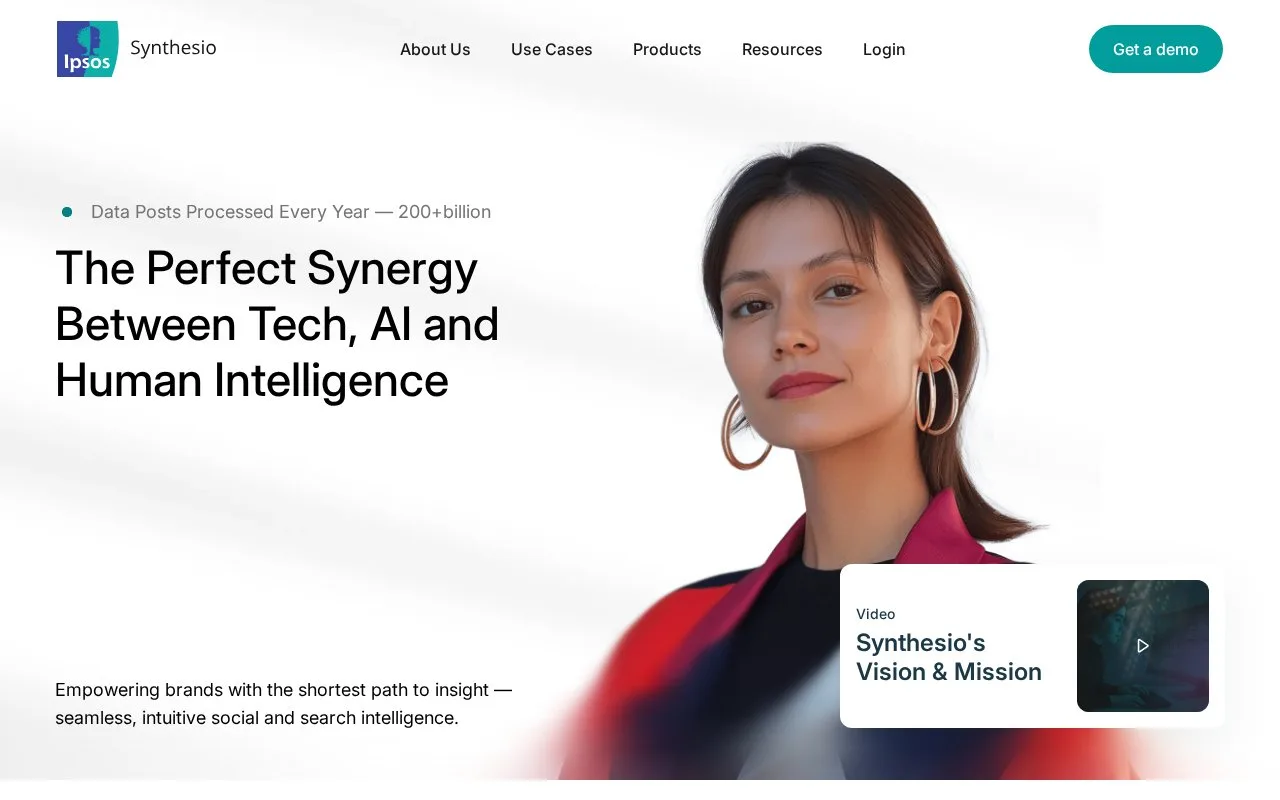 Screenshot of the Synthesio homepage