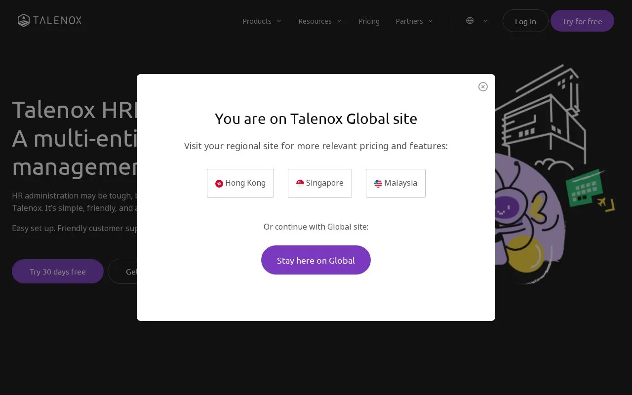 Screenshot of the Talenox homepage