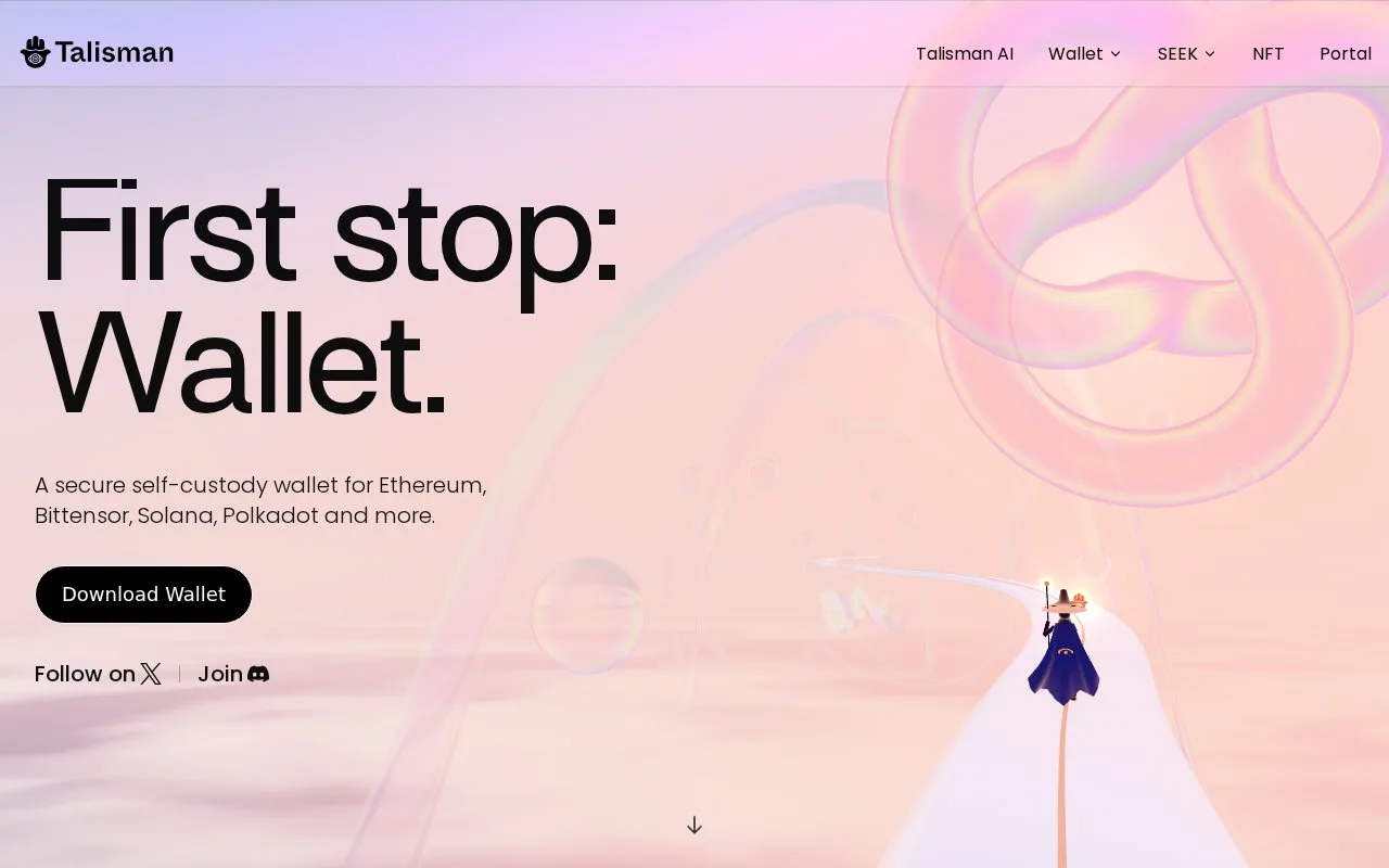 Screenshot of the Talisman homepage