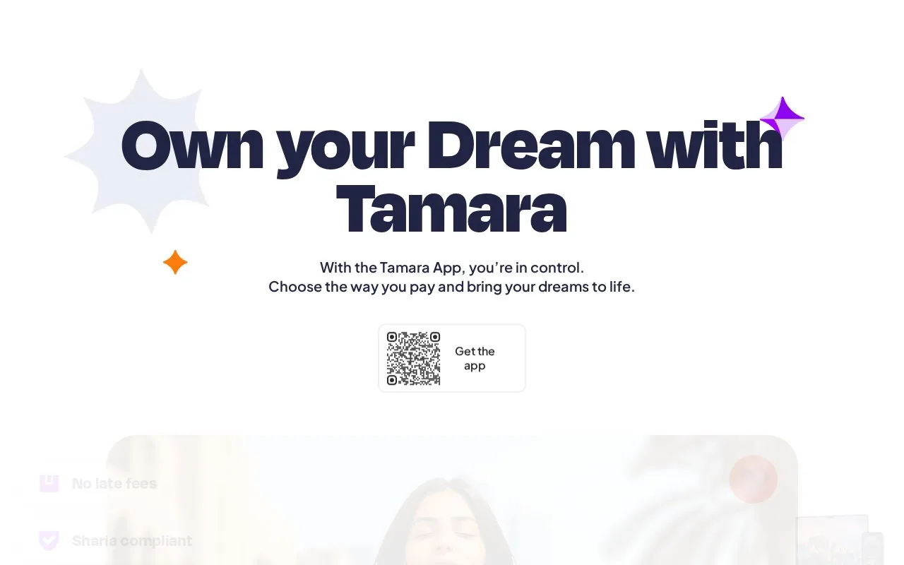 Screenshot of the Tamara homepage