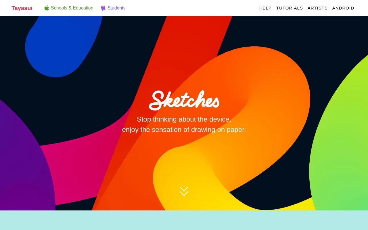Screenshot of the Tayasui Sketches homepage