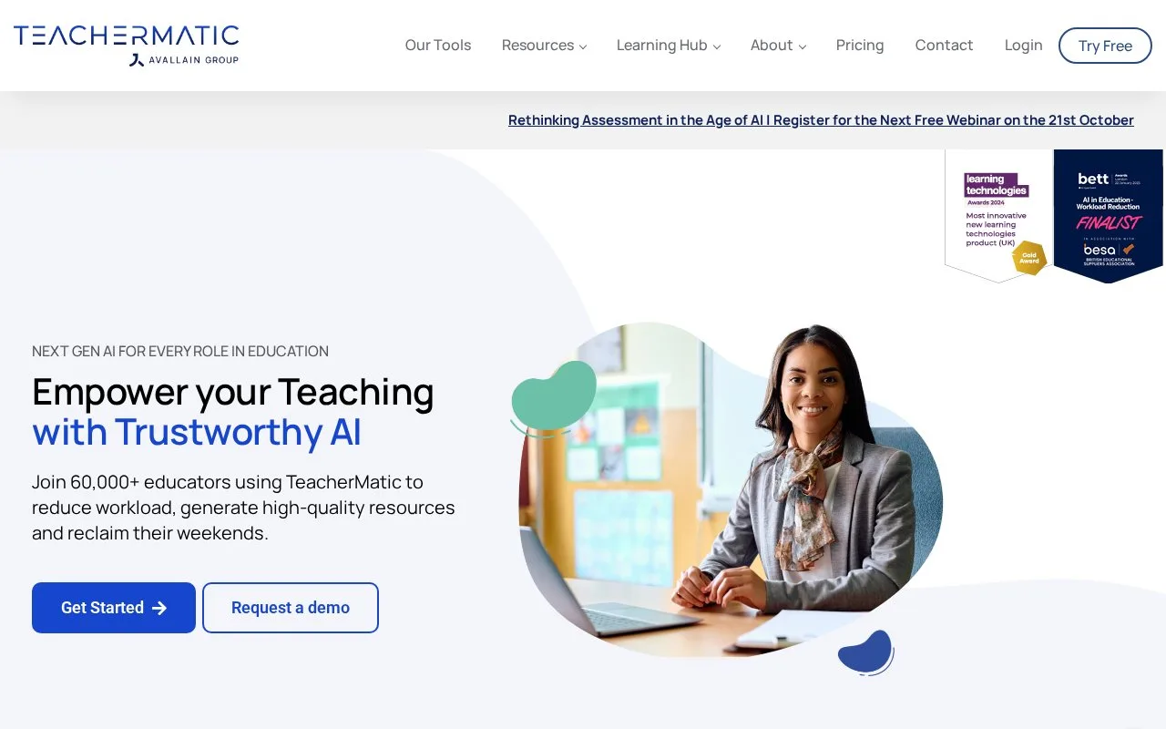 Screenshot of the TeacherMatic homepage