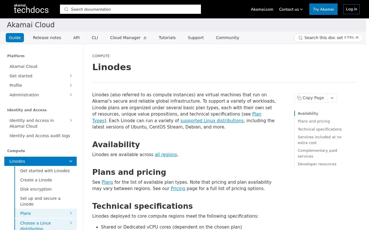 Screenshot of the Akamai Cloud Compute homepage