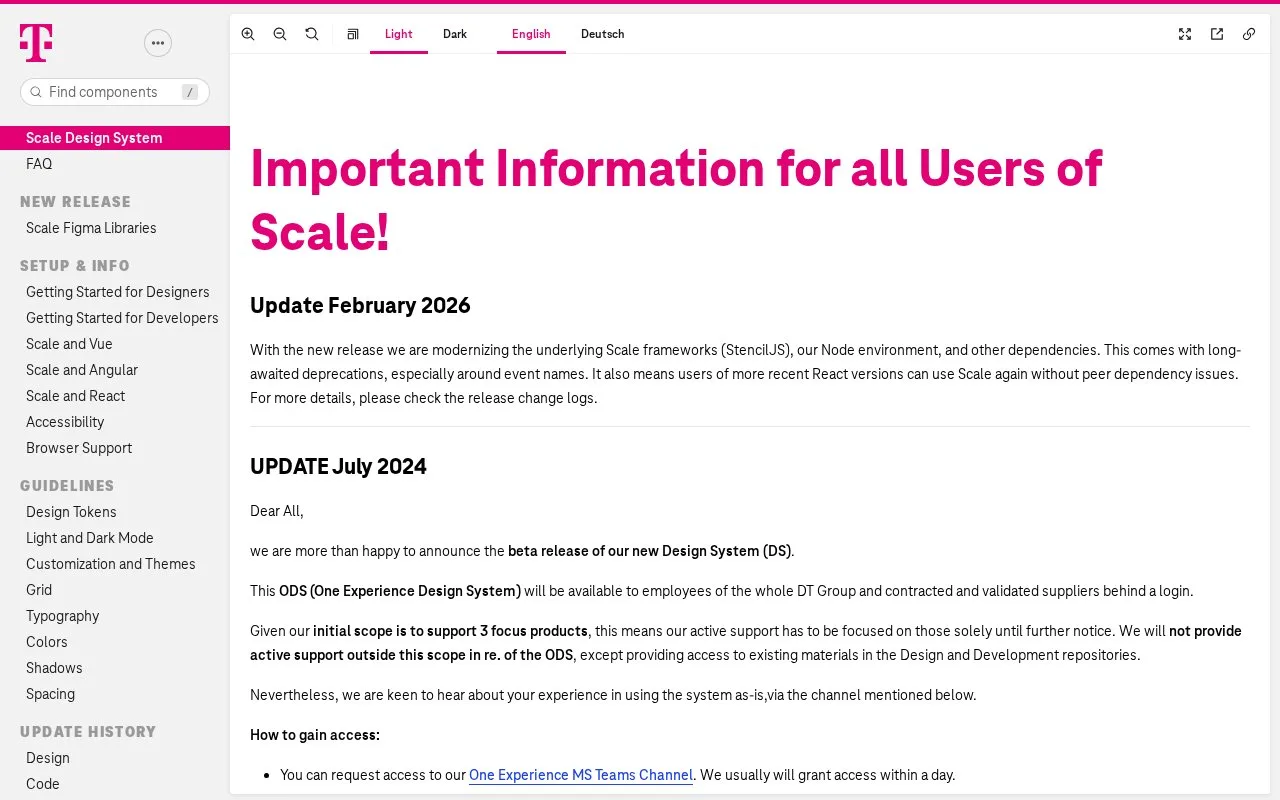 Screenshot of the Scale homepage