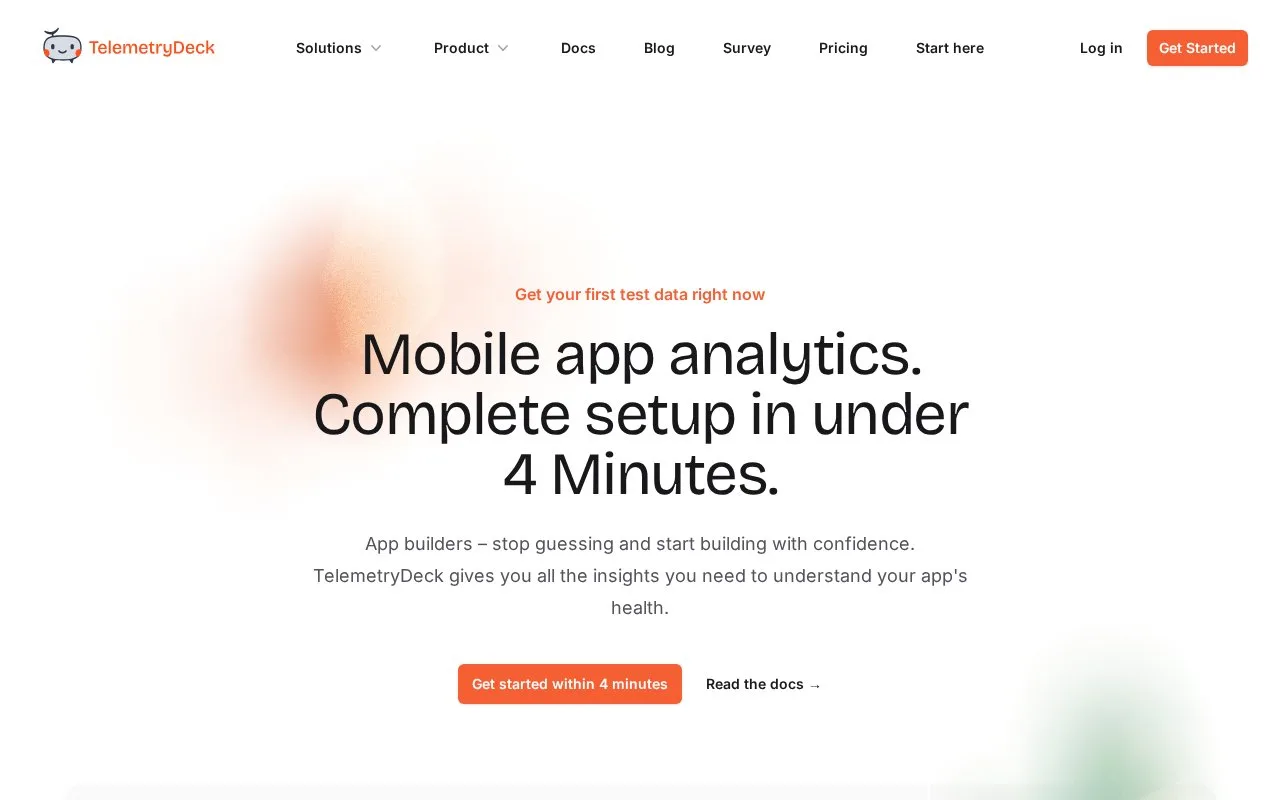 Screenshot of the TelemetryDeck homepage