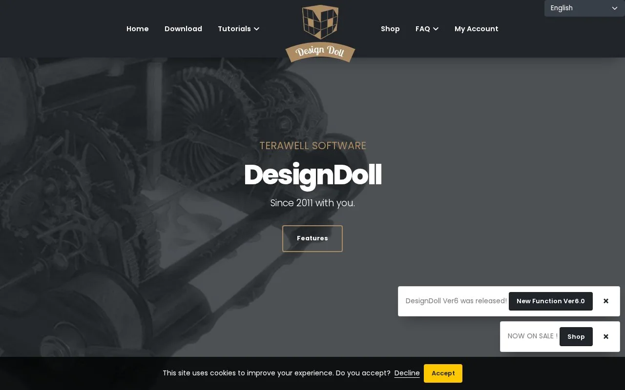 Screenshot of the DesignDoll homepage