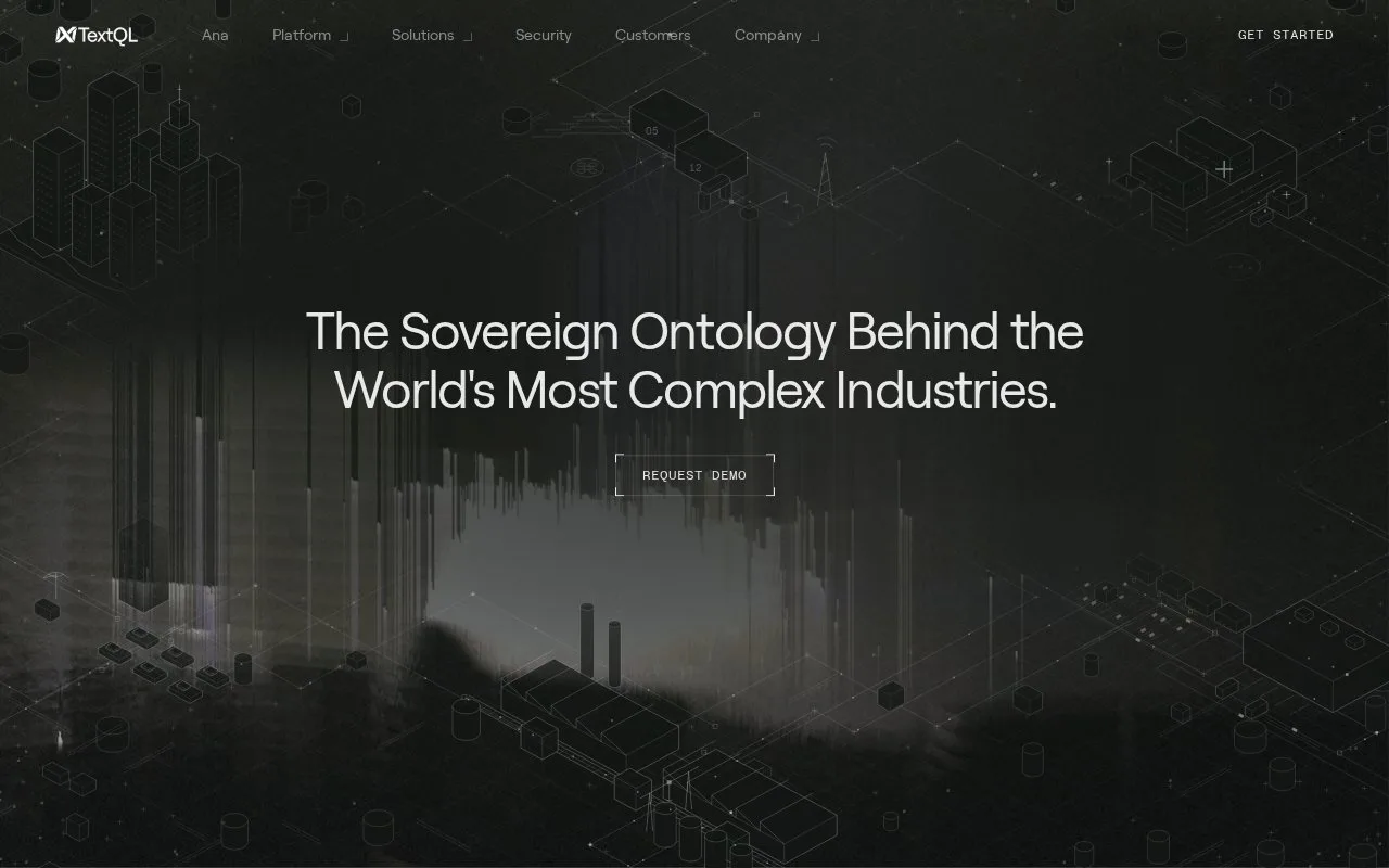 Screenshot of the TextQL homepage