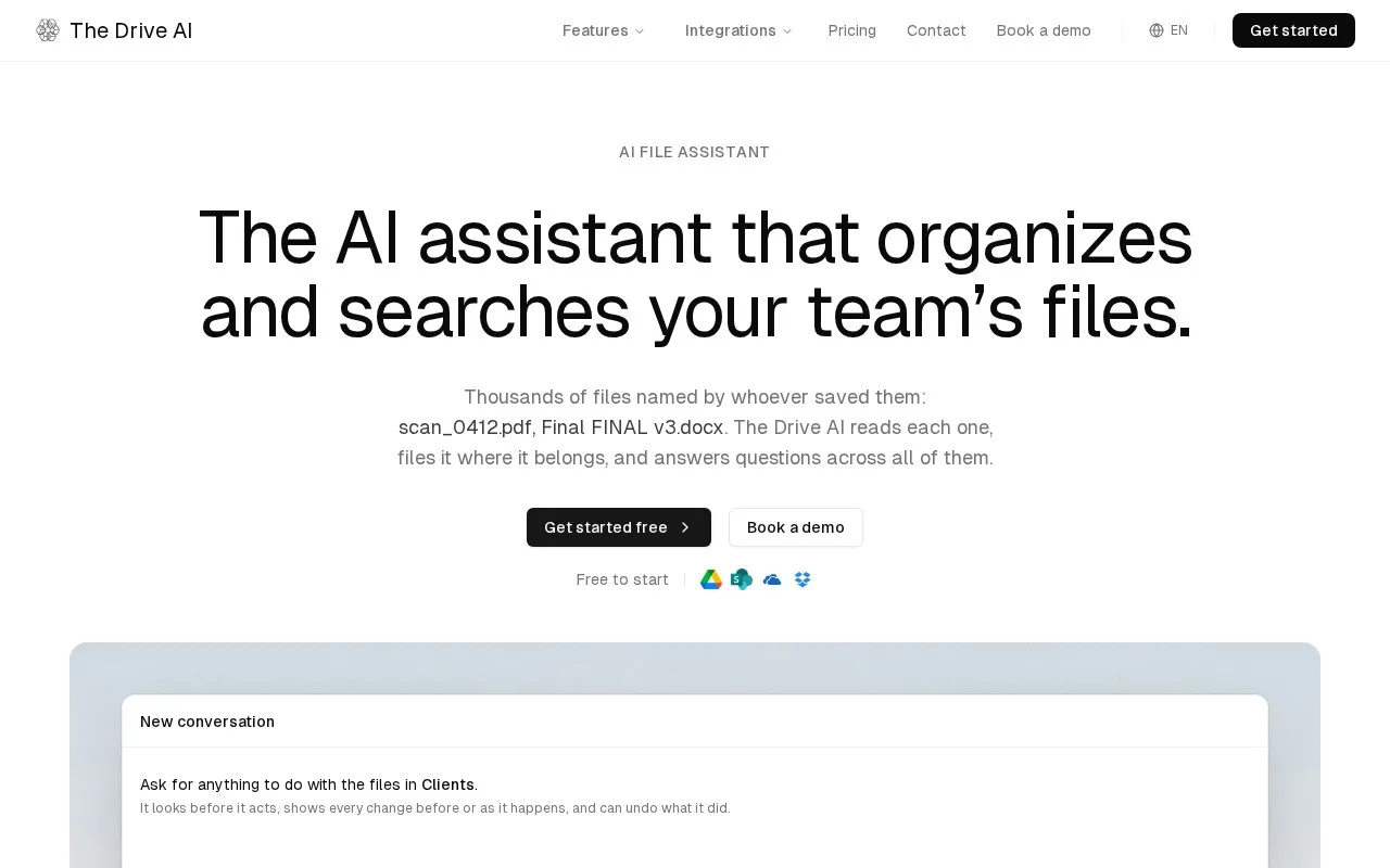 Screenshot of the The Drive AI homepage