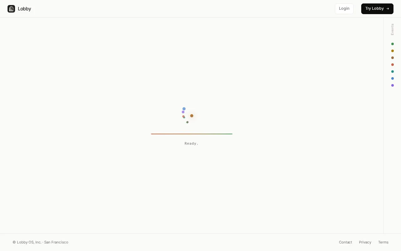 Screenshot of the Lobby homepage