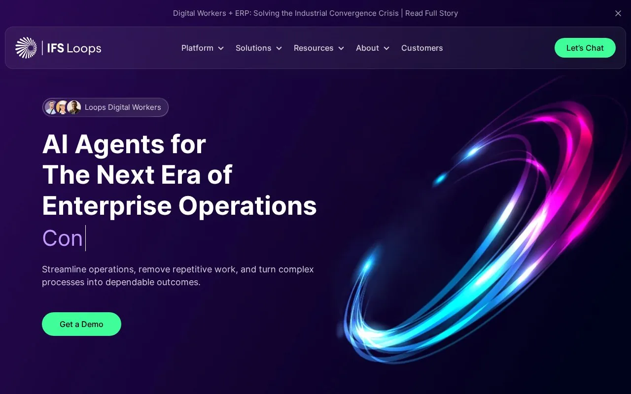 Screenshot of the IFS Loops homepage