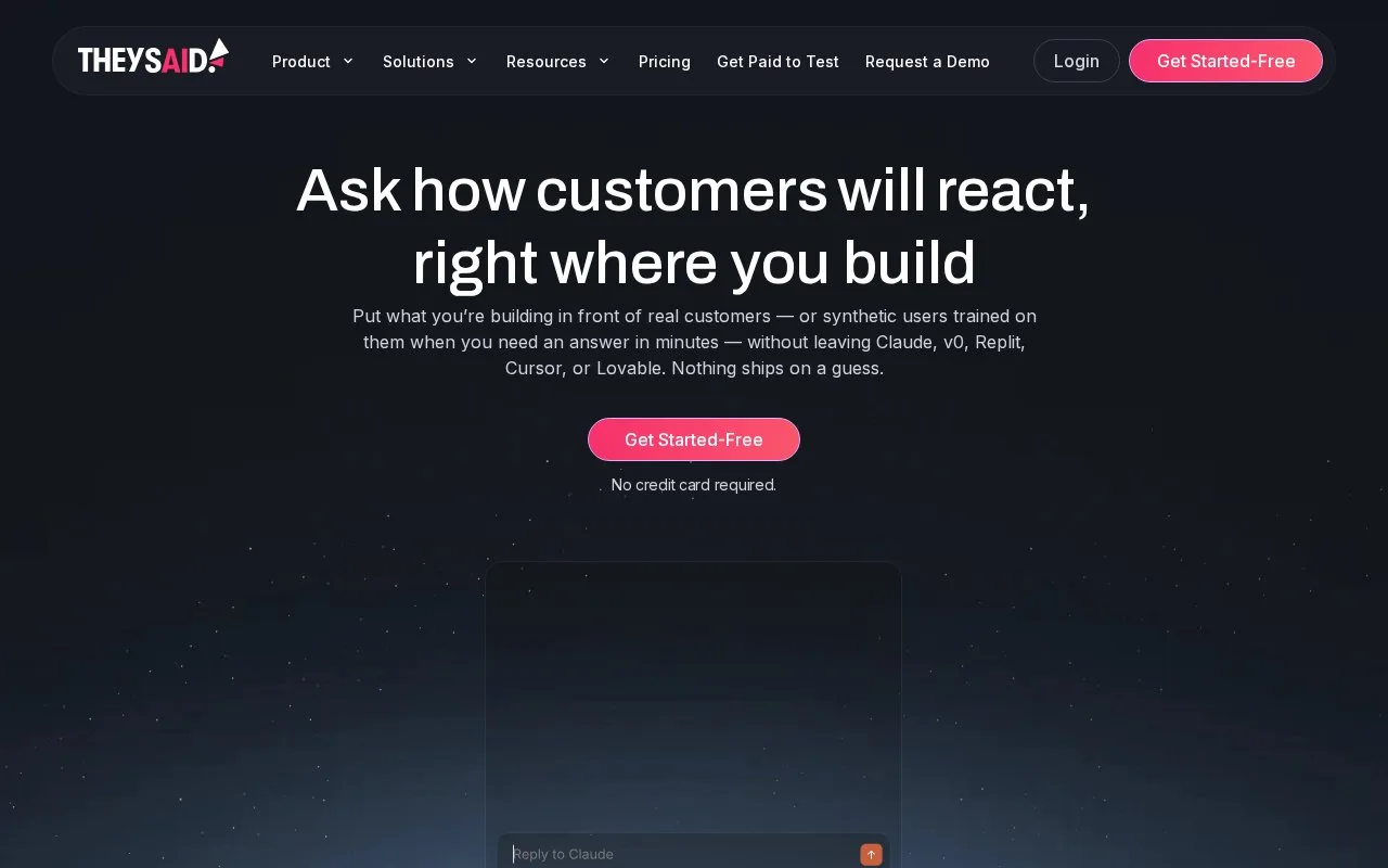 Screenshot of the TheySaid homepage
