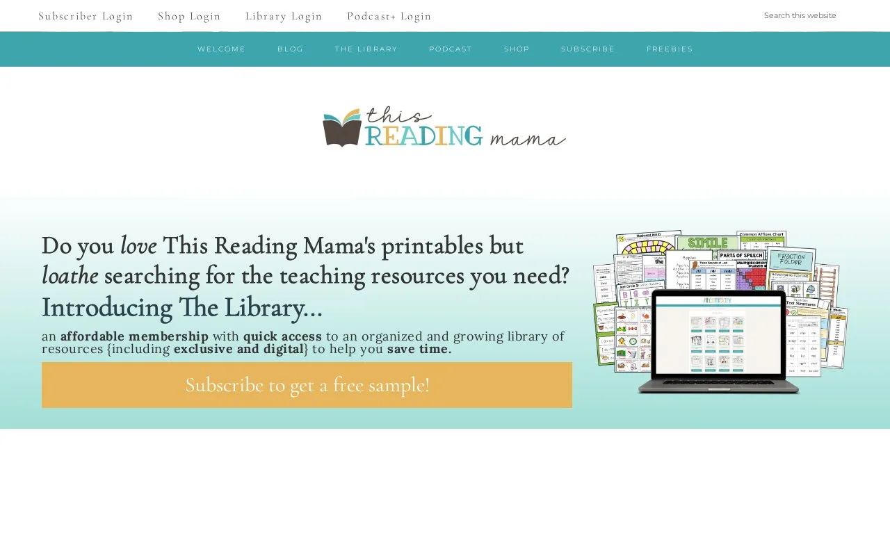 Screenshot of the This Reading Mama homepage