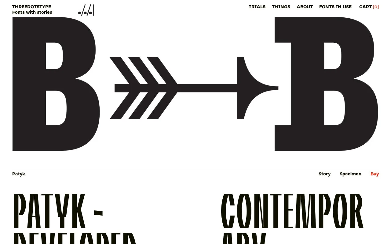 Screenshot of the Threedotstype homepage