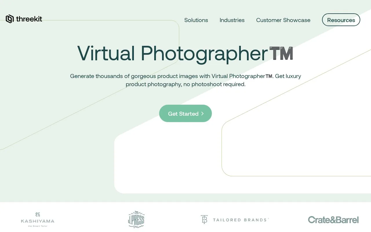 Screenshot of the Threekit homepage