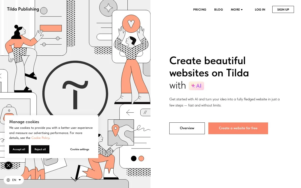 Screenshot of the Tilda homepage
