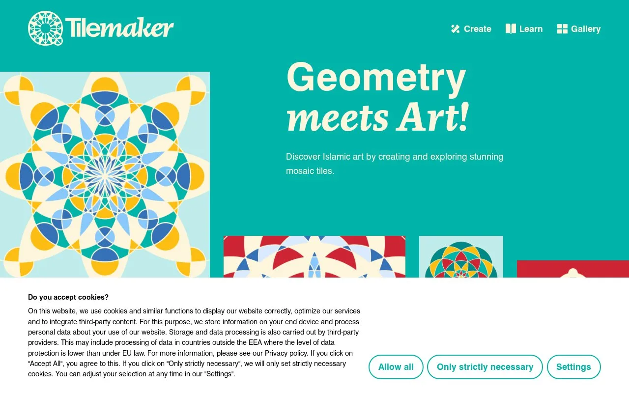 Screenshot of the QFI Tilemaker homepage