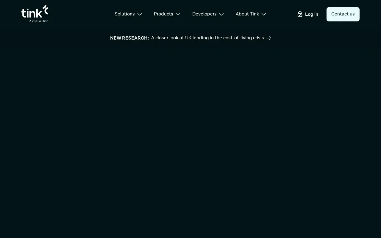Screenshot of the Tink homepage