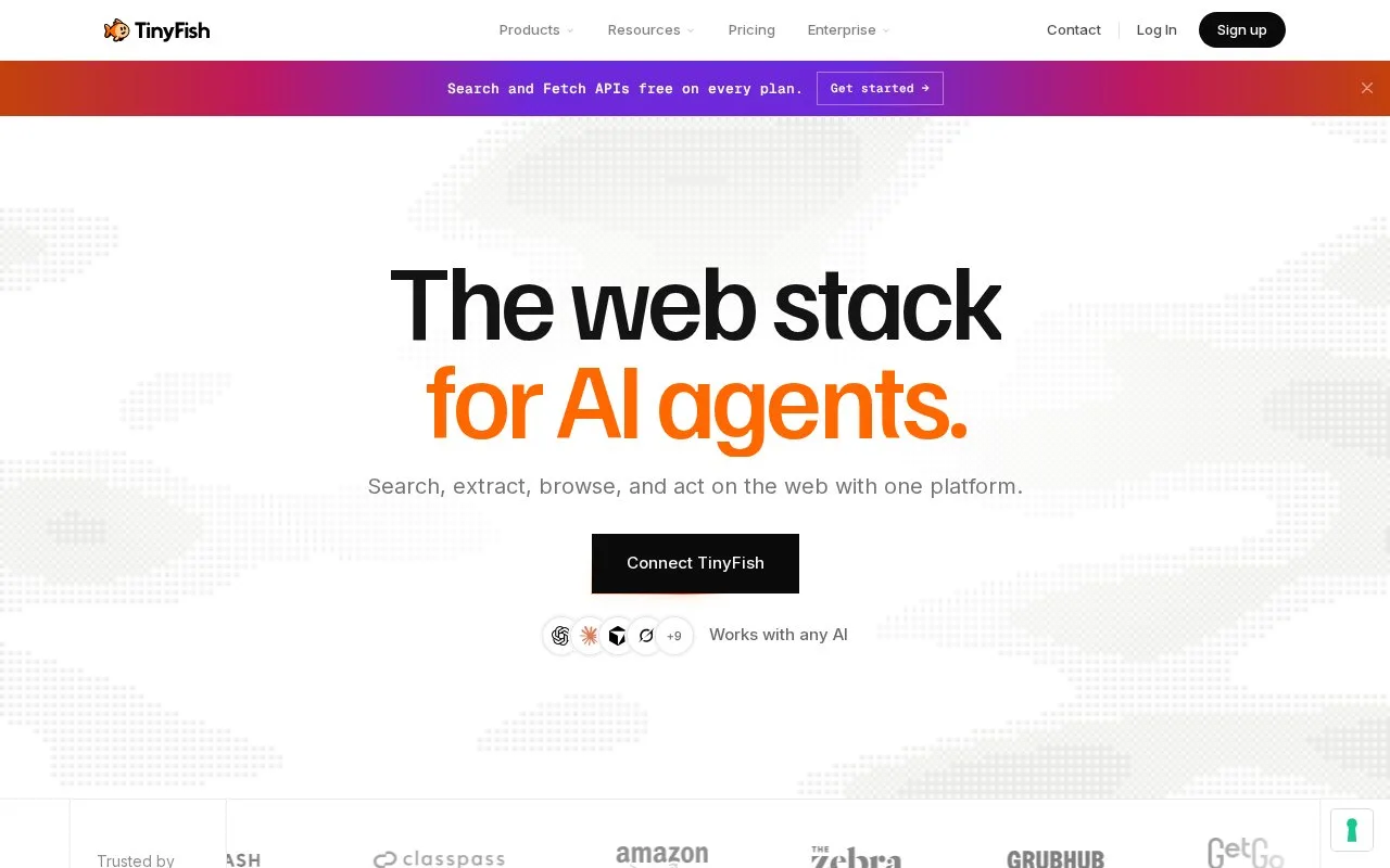 Screenshot of the TinyFish homepage