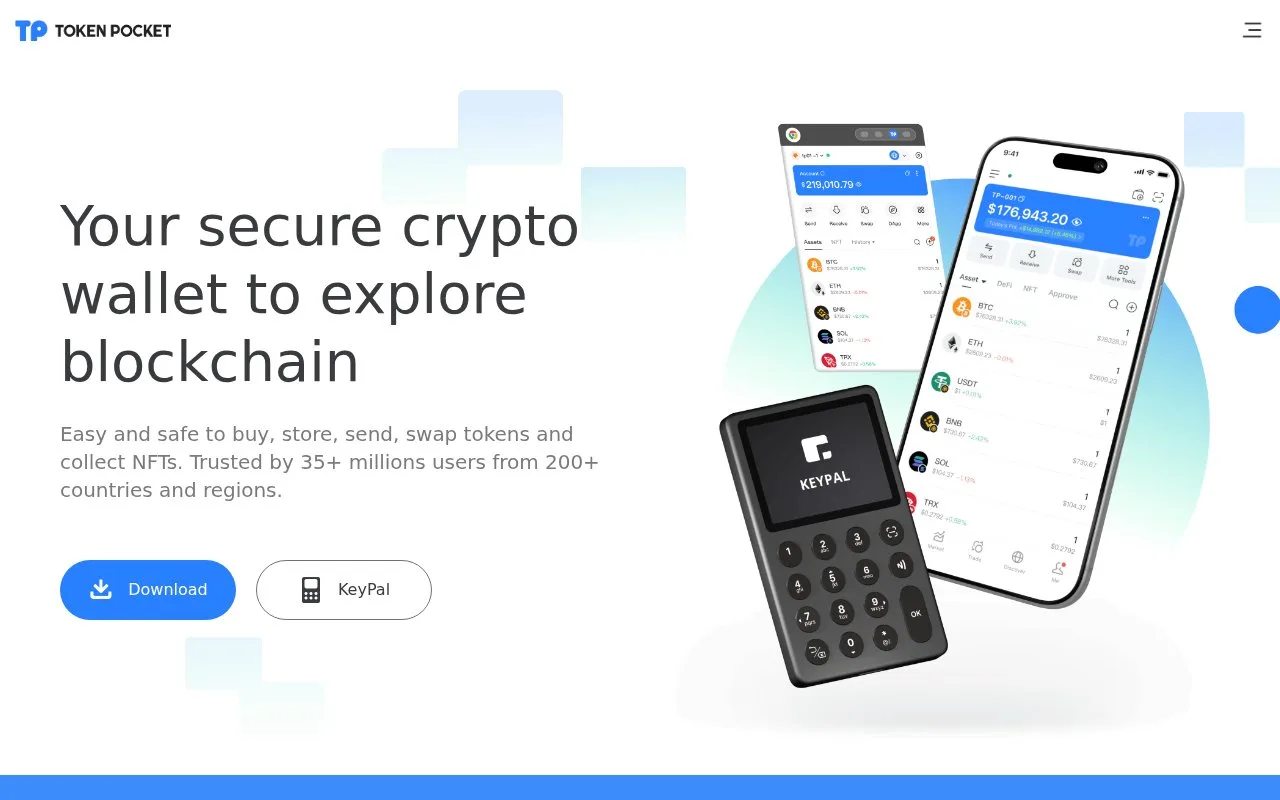 Screenshot of the TokenPocket homepage