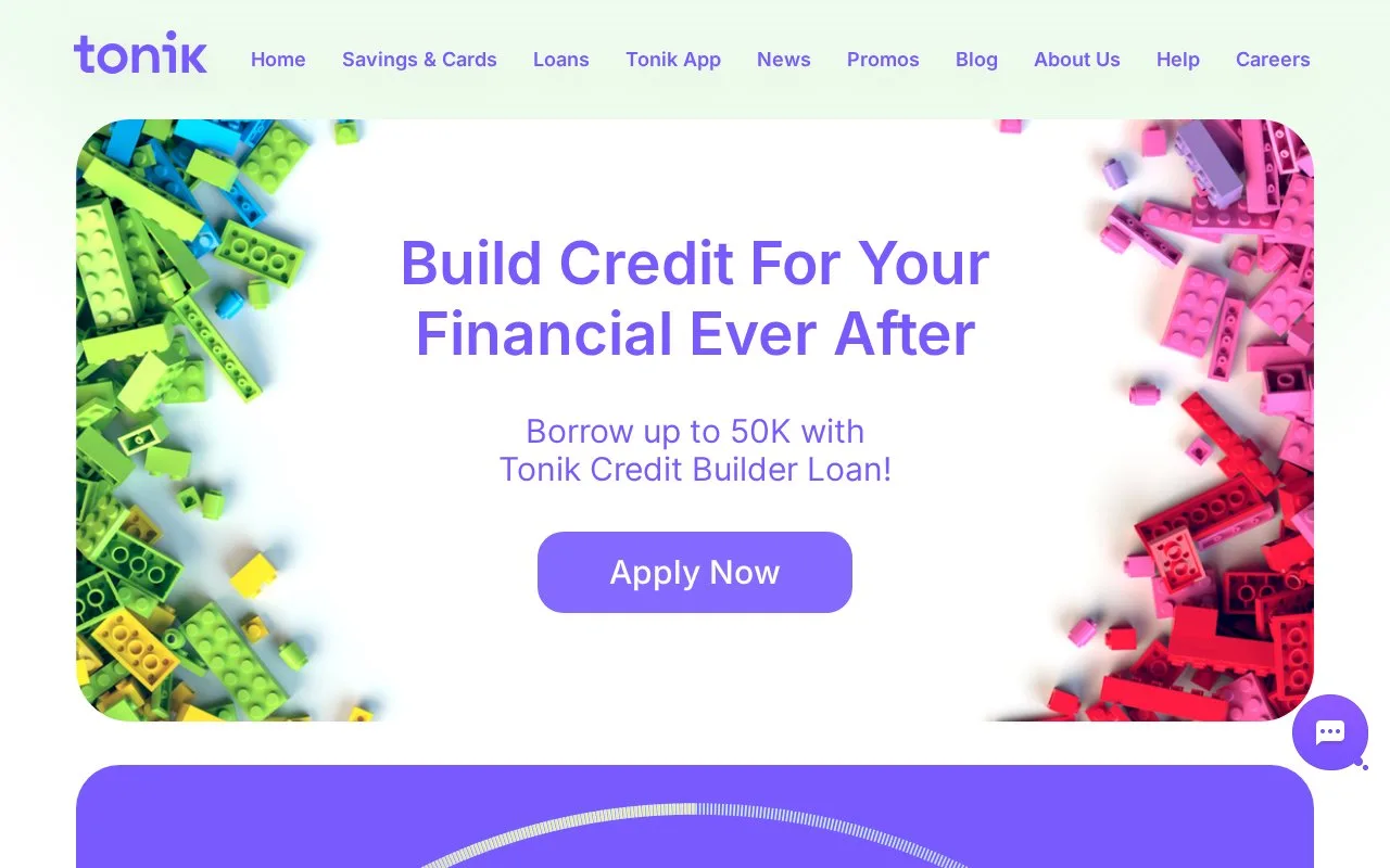 Screenshot of the Tonik Bank homepage