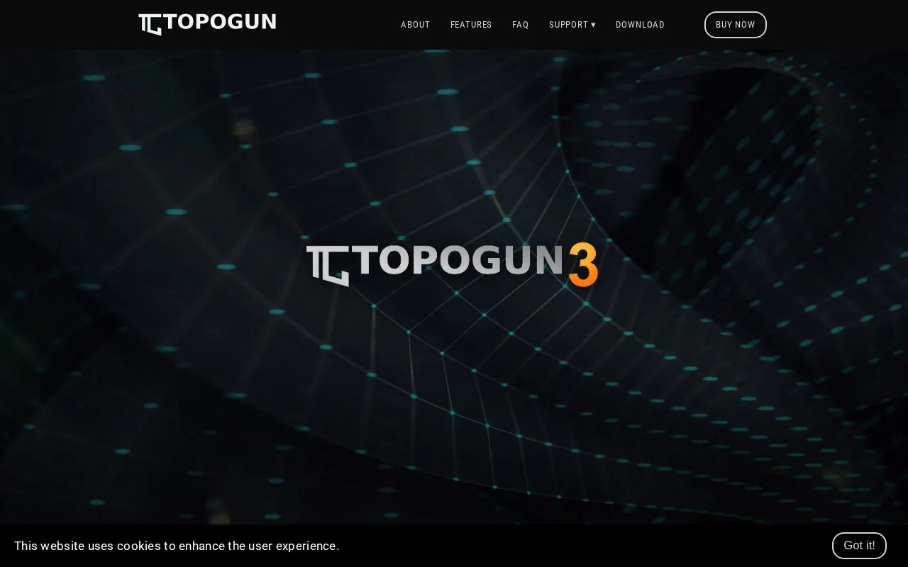 Screenshot of the TopoGun homepage
