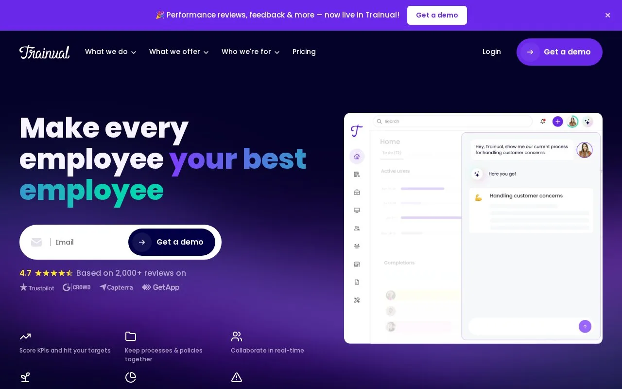 Screenshot of the Trainual homepage