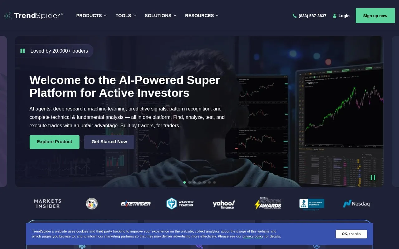 Screenshot of the TrendSpider homepage