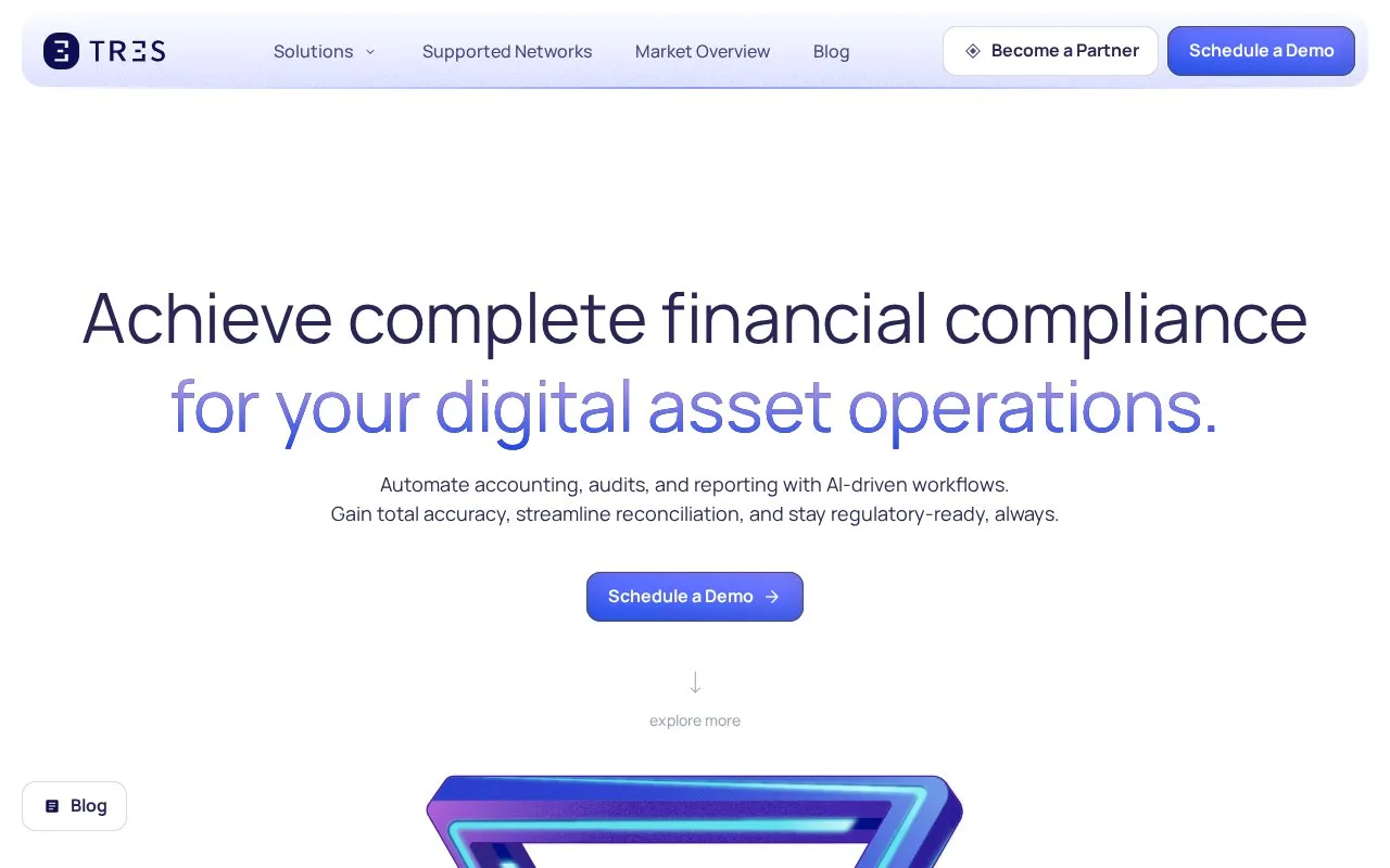 Screenshot of the TRES FinOS homepage