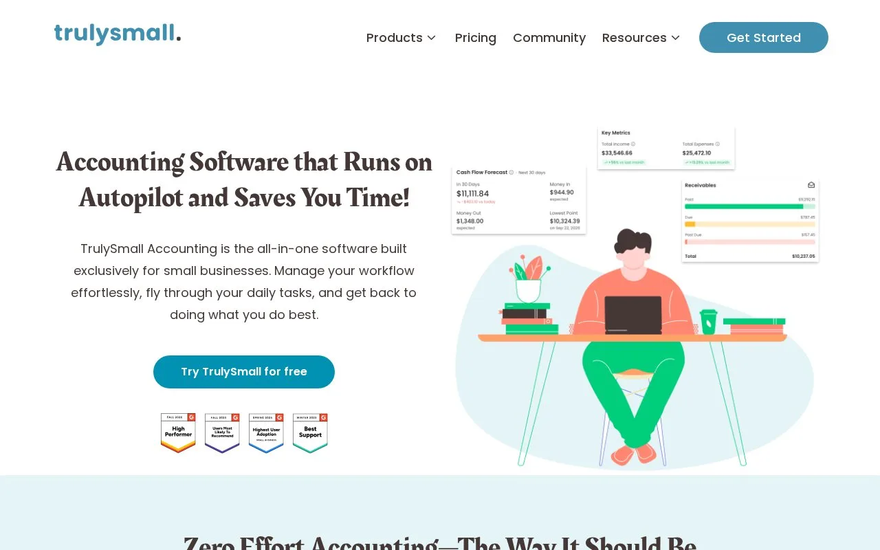 Screenshot of the TrulySmall Accounting homepage