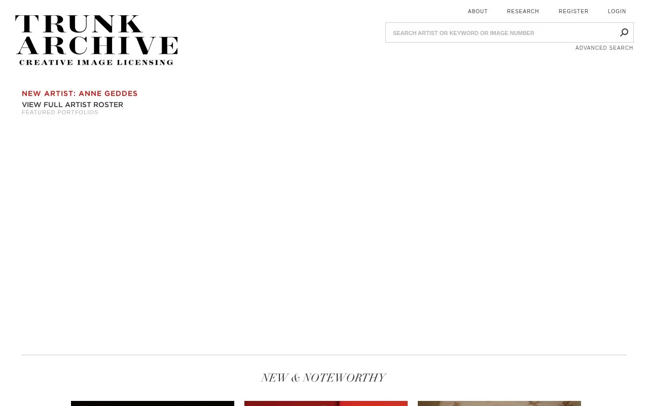 Screenshot of the Trunk Archive homepage