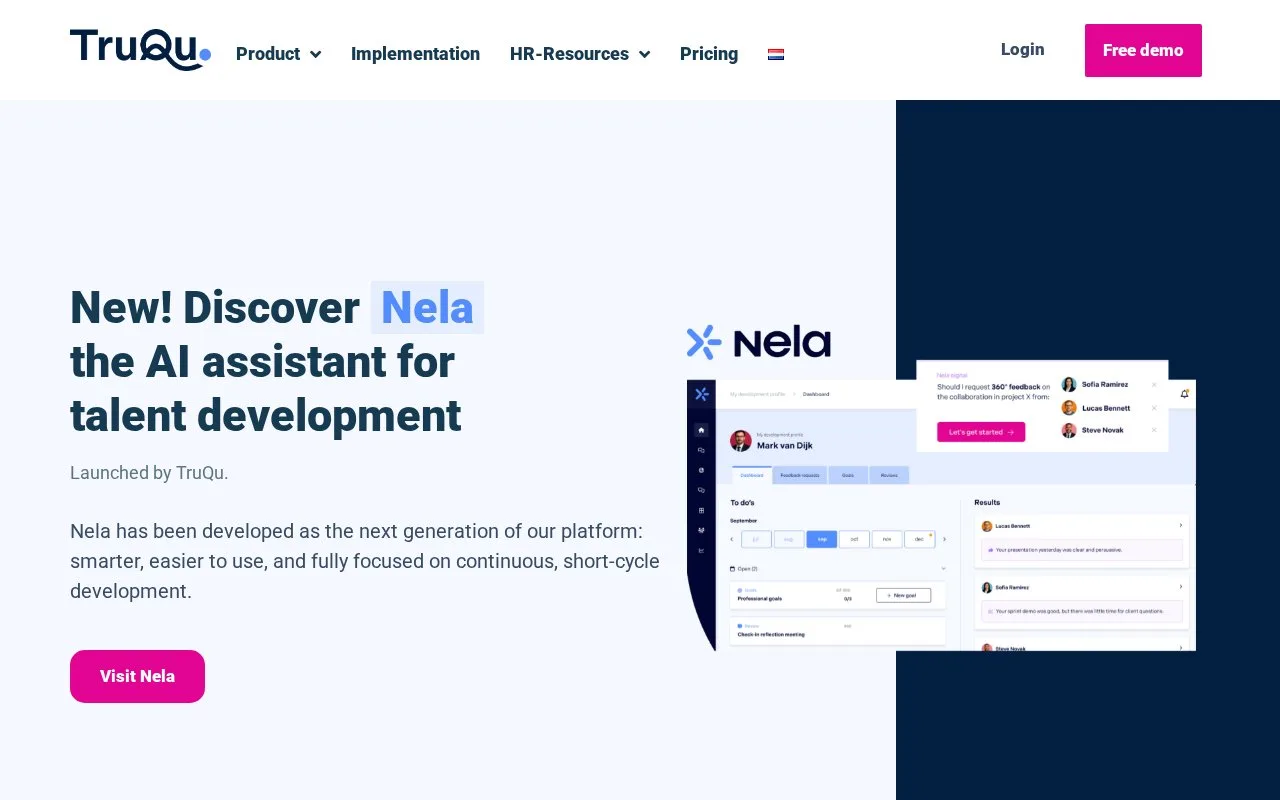 Screenshot of the TruQu homepage