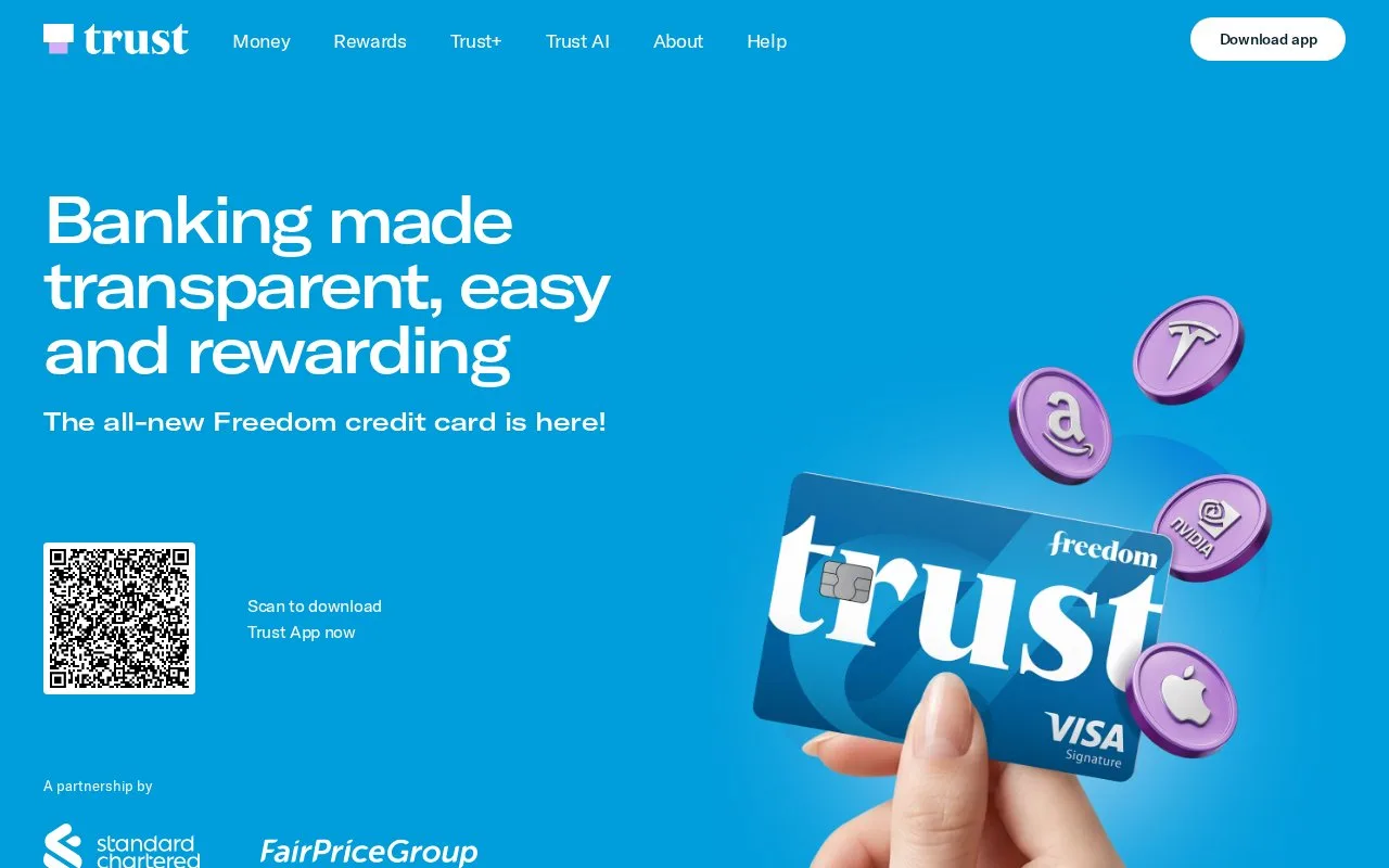 Screenshot of the Trust Bank Singapore homepage