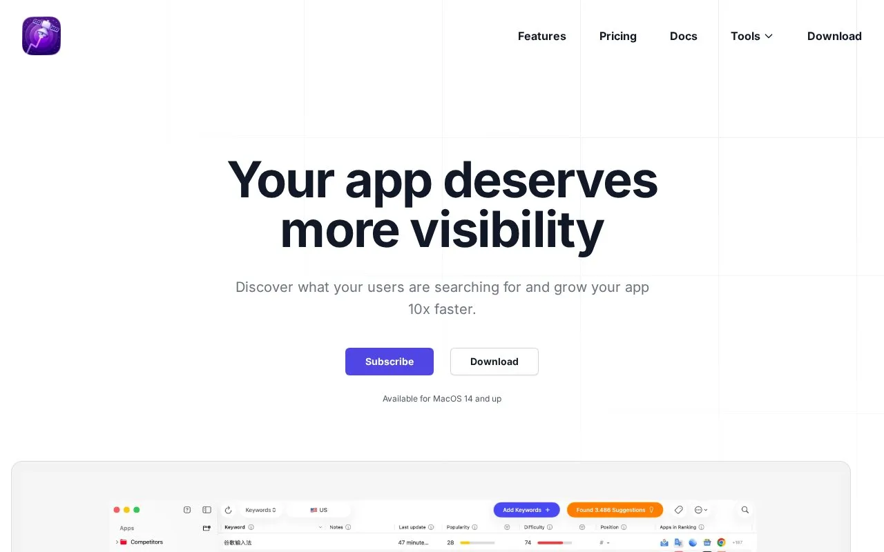 Screenshot of the Astro ASO homepage