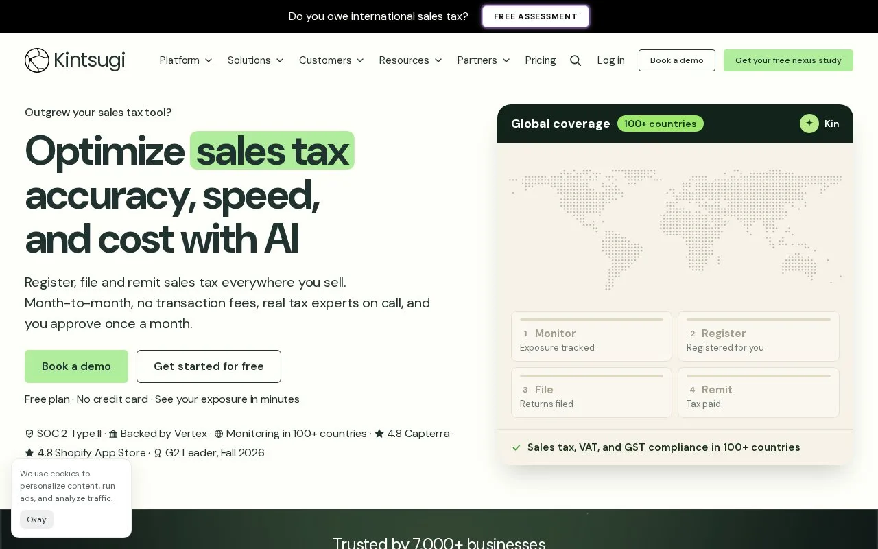 Screenshot of the Kintsugi homepage