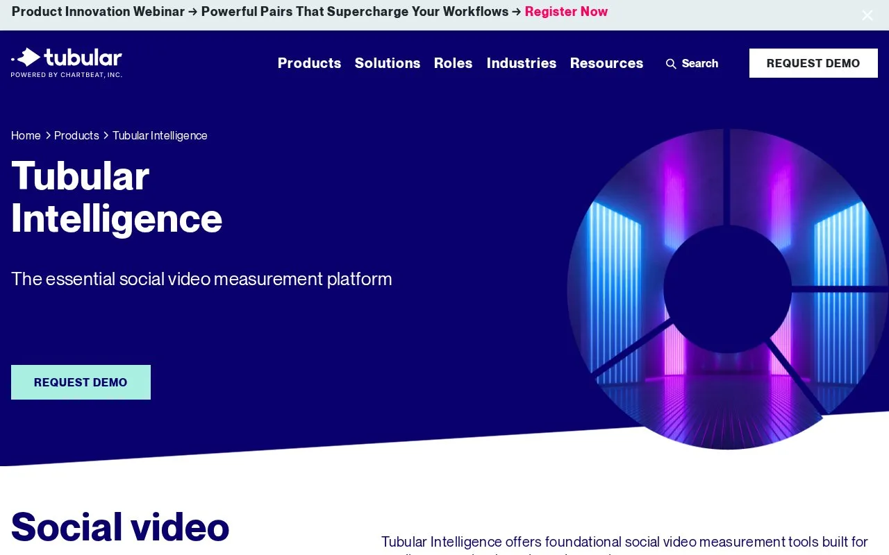 Screenshot of the Tubular Intelligence homepage