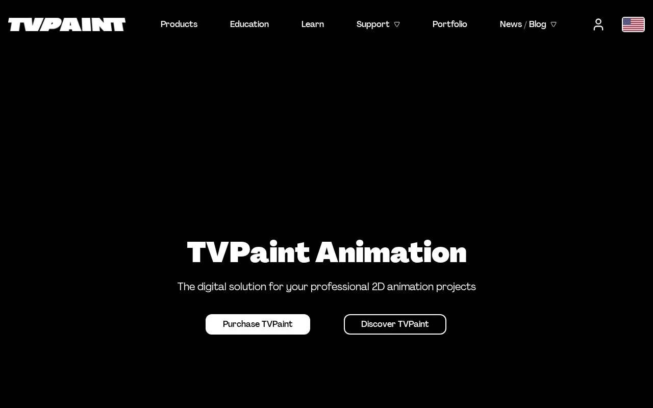 Screenshot of the TVPaint Animation homepage