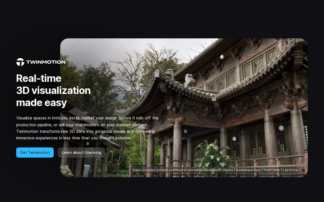Screenshot of the Twinmotion homepage