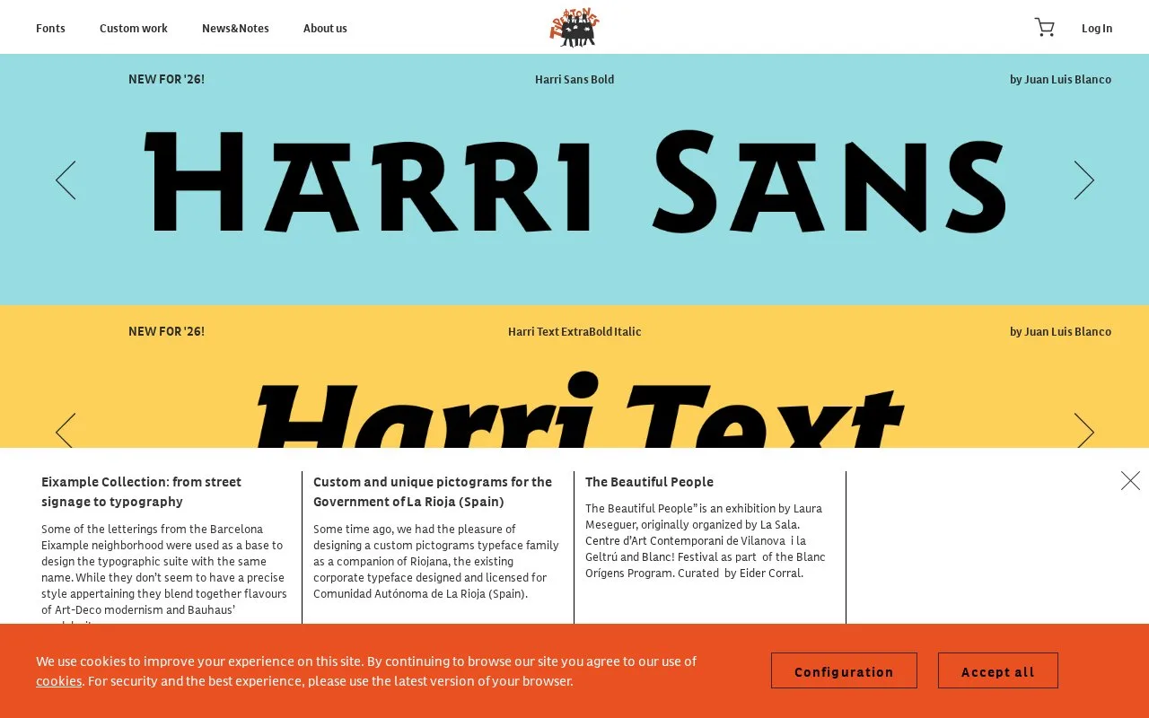 Screenshot of the Type-Ø-Tones homepage