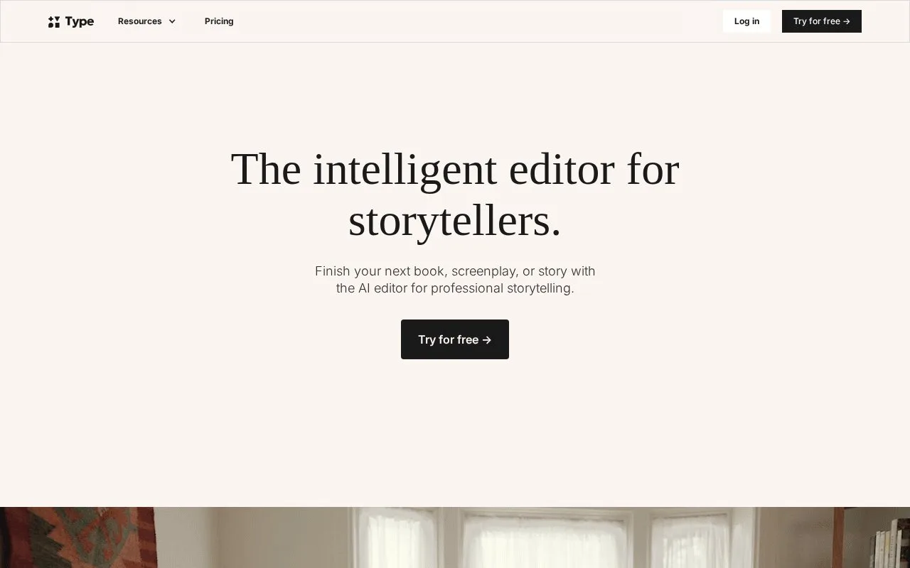 Screenshot of the Type.ai homepage