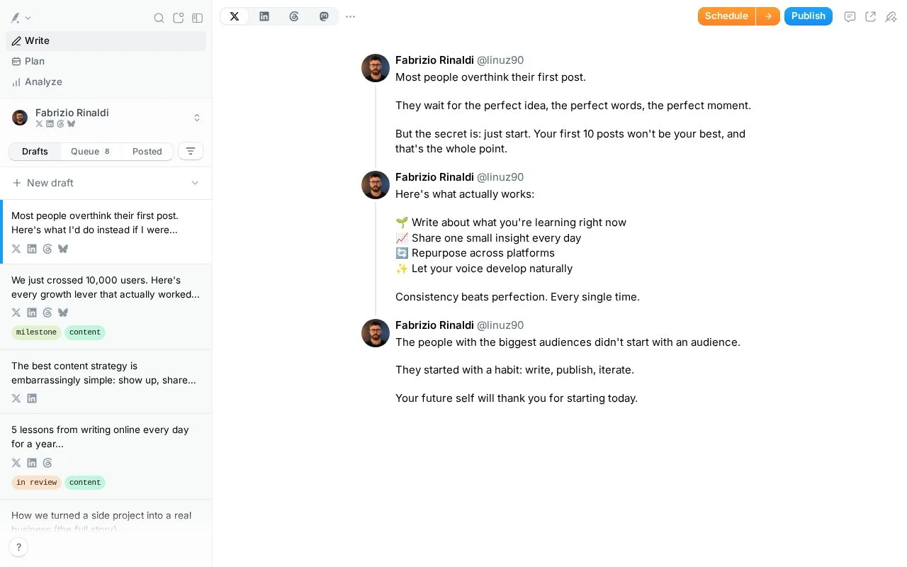 Screenshot of the Typefully homepage