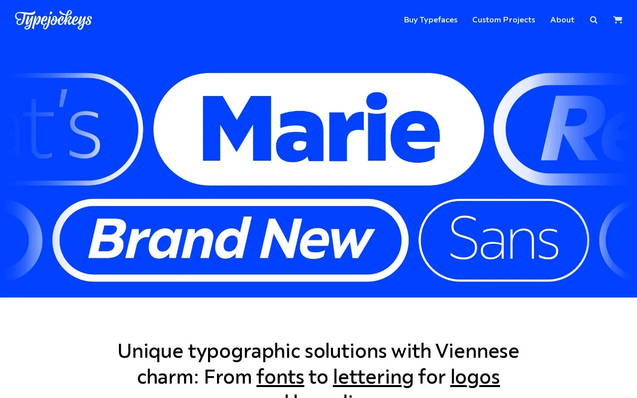 Screenshot of the Typejockeys homepage