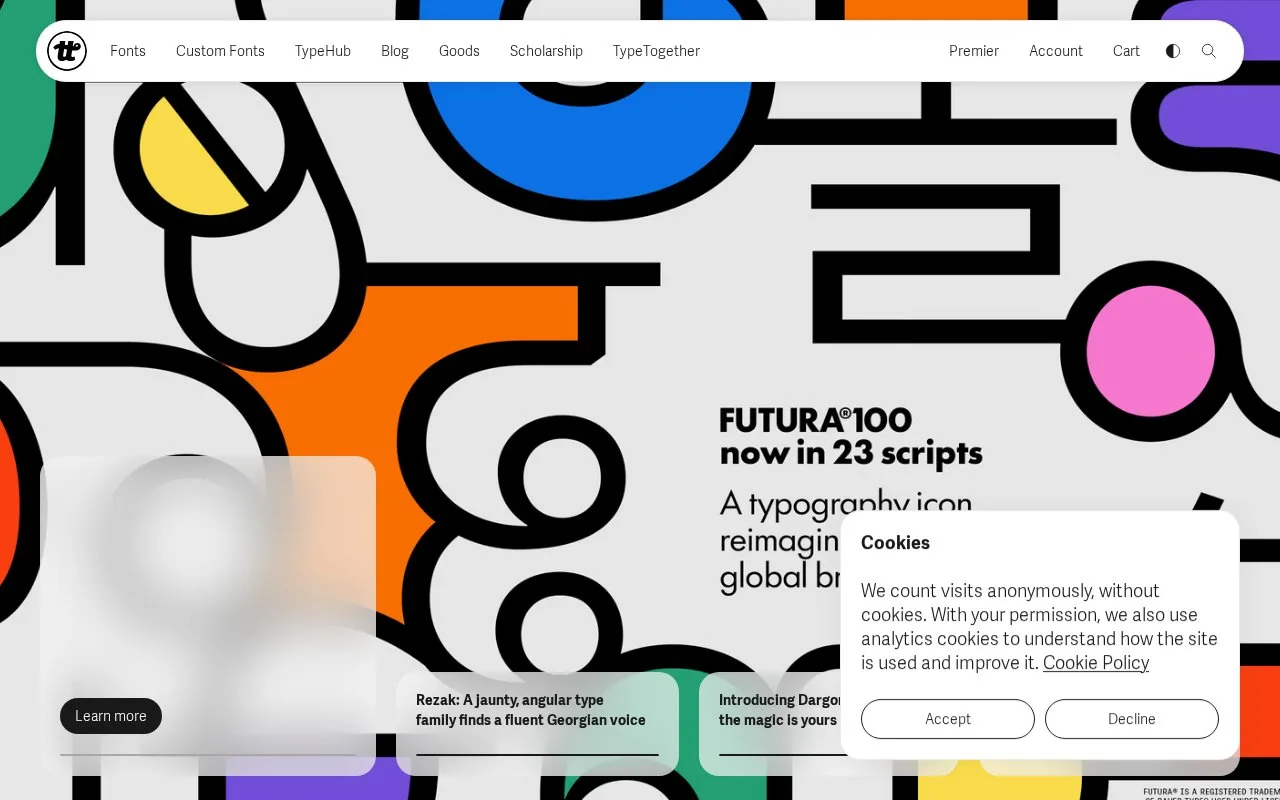 Screenshot of the TypeTogether homepage