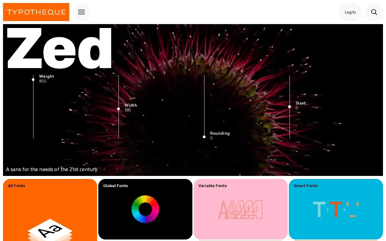 Screenshot of the Typotheque homepage