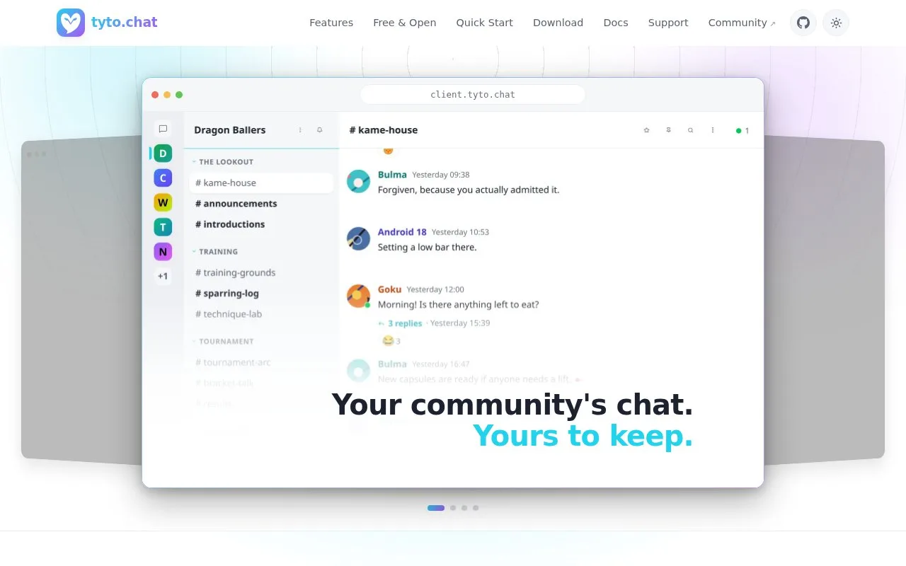Screenshot of the Tyto homepage