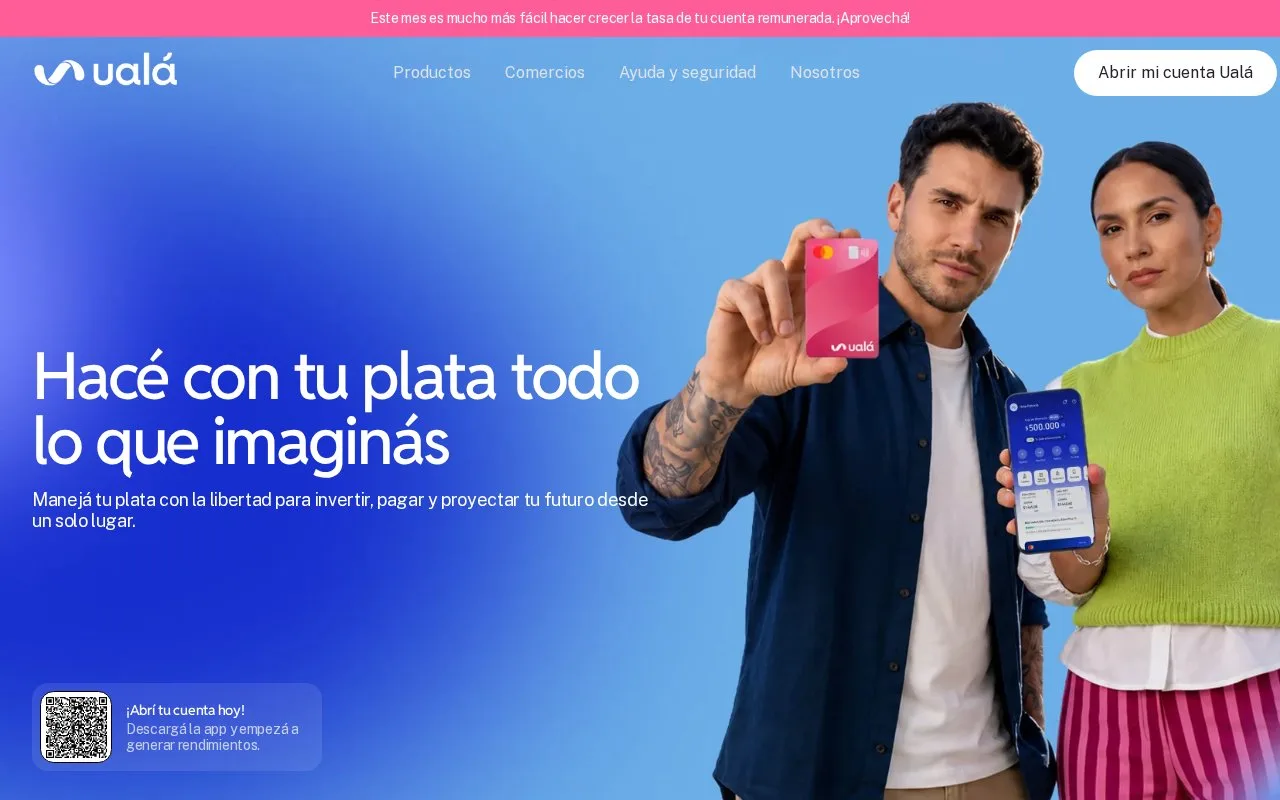 Screenshot of the Ualá homepage