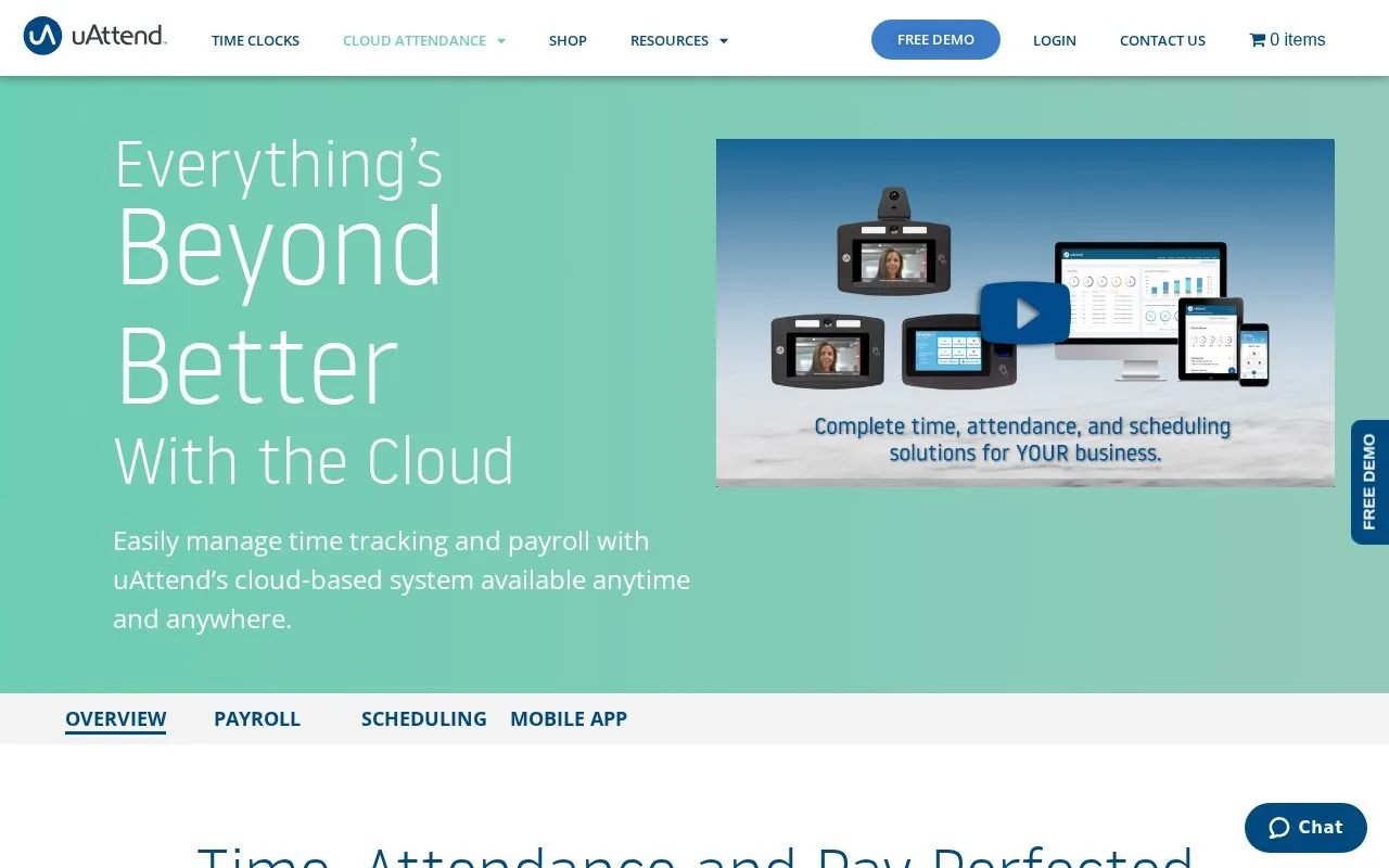 Screenshot of the uAttend homepage