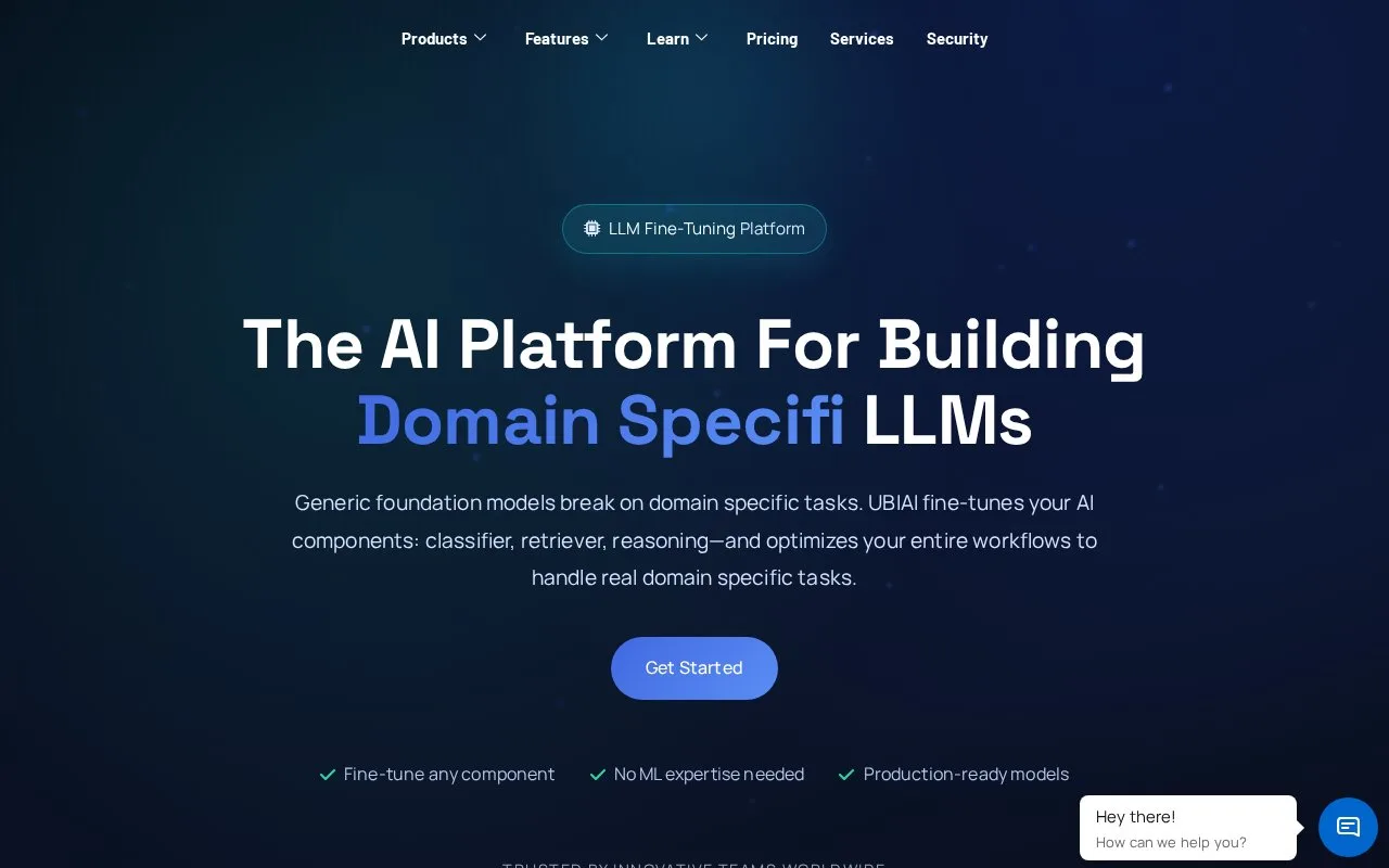 Screenshot of the UBIAI homepage