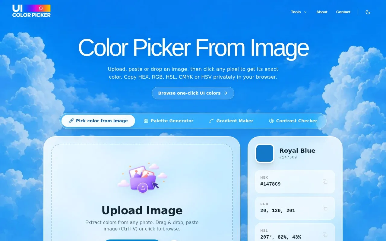 Screenshot of the UI Color Picker homepage