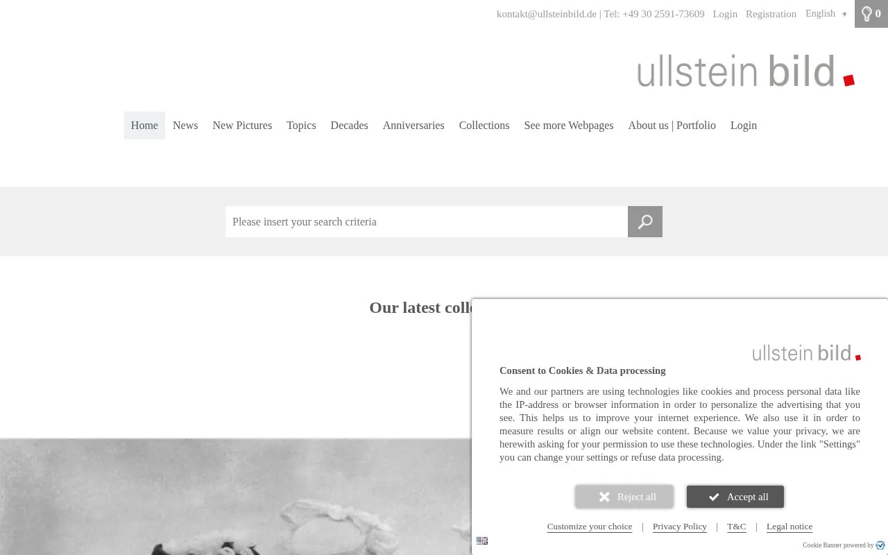 Screenshot of the ullstein bild homepage