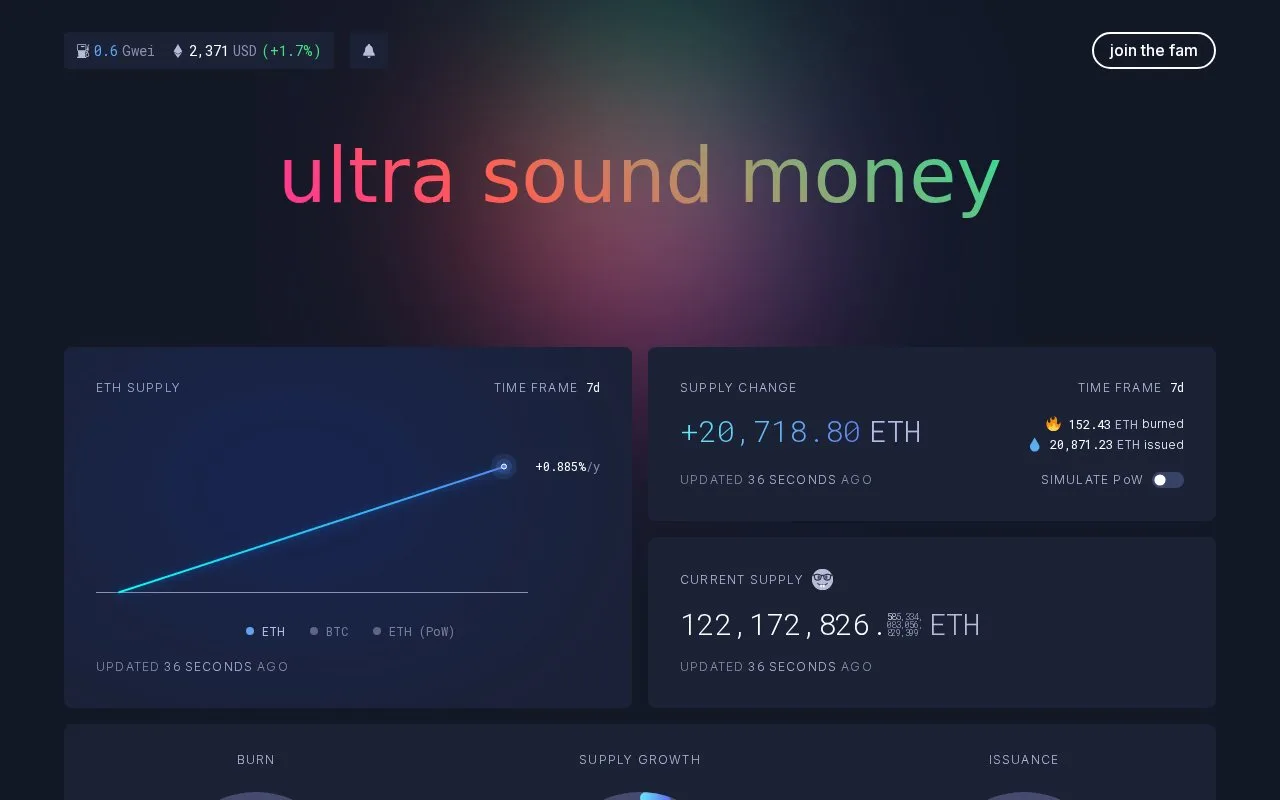 Screenshot of the Ultrasound Money homepage